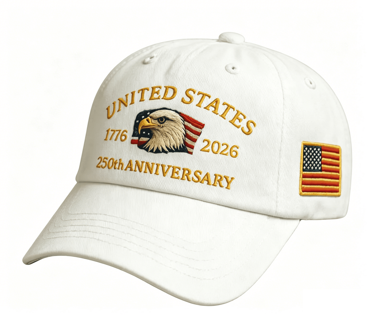 USA Anniversary Patriotic Embroidered Baseball Cap, American Eagles Hat-Adjustable Cap for Men&Women