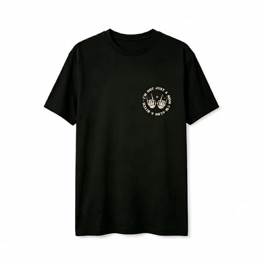 Double-Sided Graphic T-Shirt - "I'm Not Just A Mom" Skeleton Hand Women's Top
