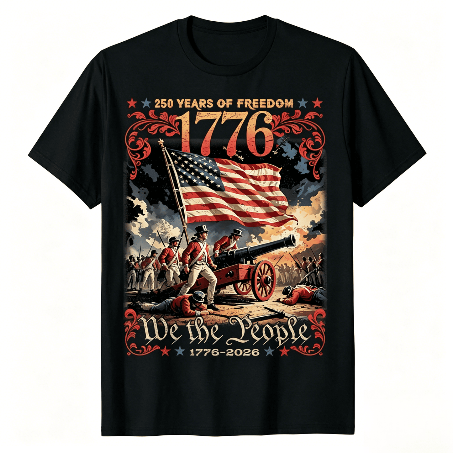 Unisex 1776 USA Independence Day Anniversary Vintage T-Shirt – Black