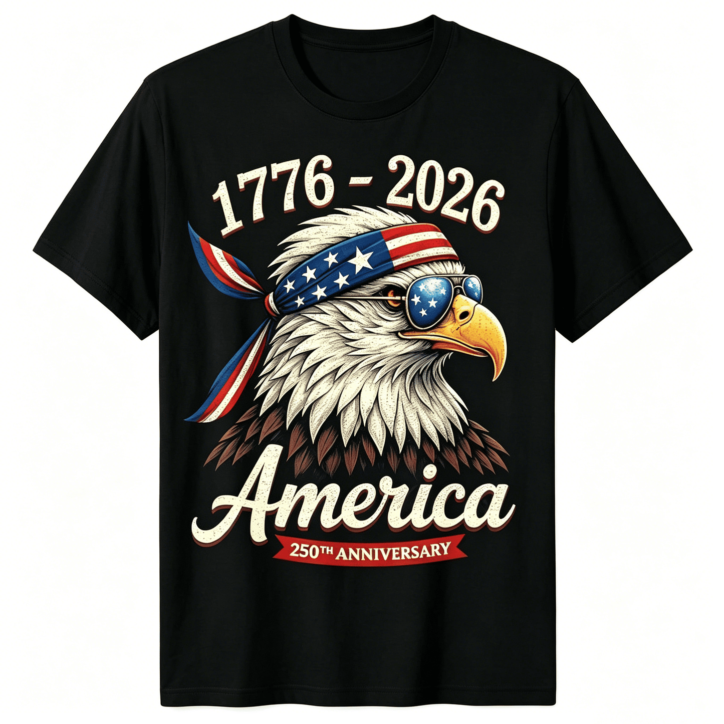 Unisex 1776-2026 USA Independence Day Anniversary Black Vintage T-Shirt