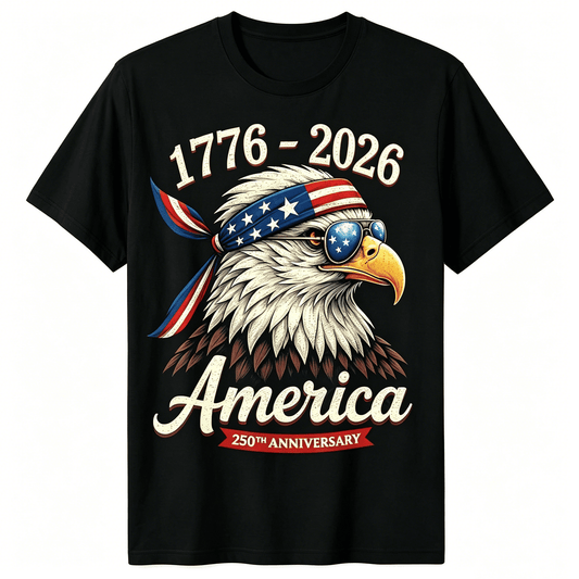 Unisex 1776-2026 USA Independence Day Anniversary Black Vintage T-Shirt