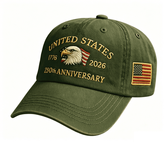 USA Anniversary Patriotic Embroidered Baseball Cap, American Eagles Hat-Adjustable Cap for Men&Women