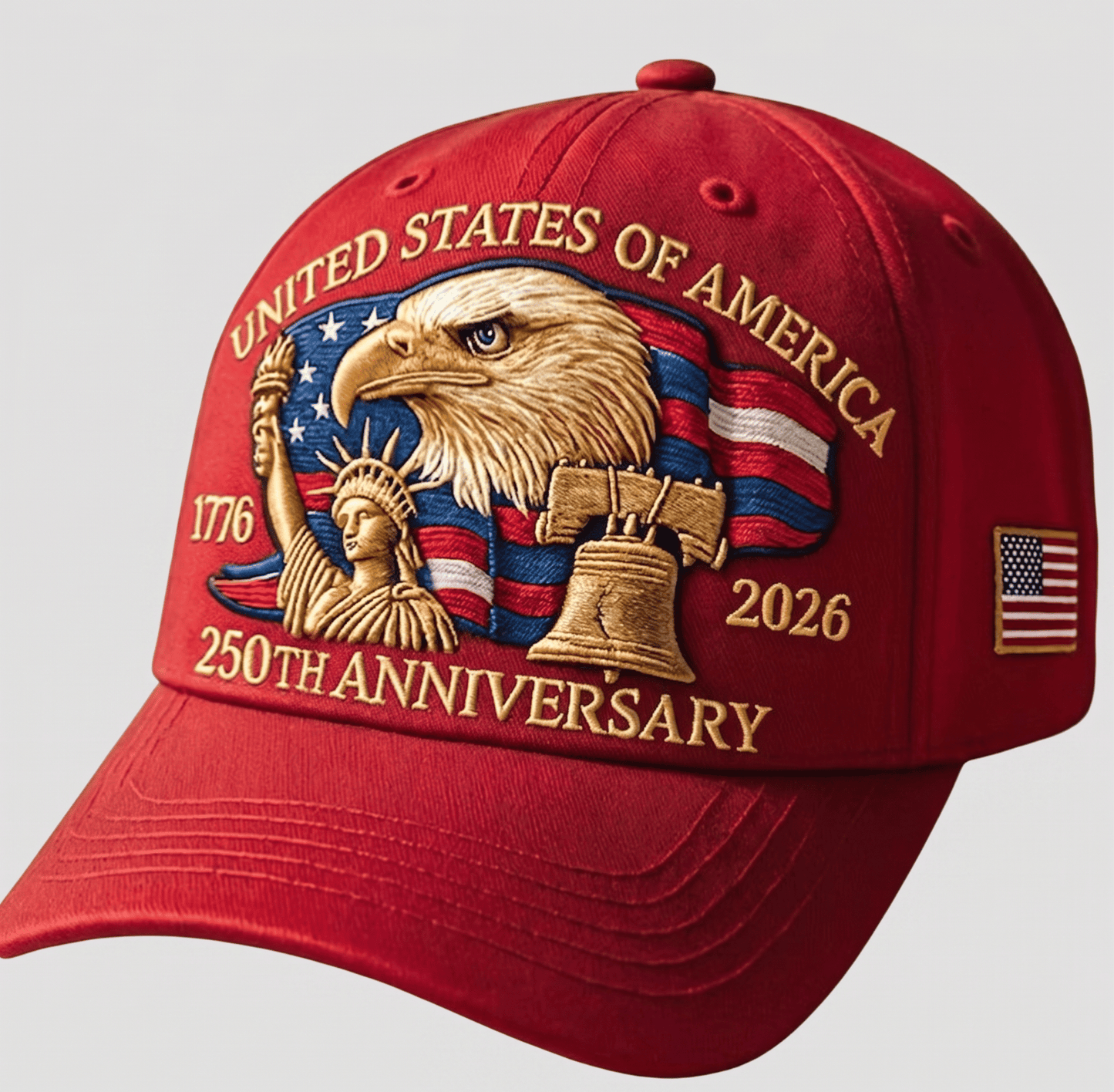 Anniversary USA Hat - Adjustable United States Anniversary Hat Retro Embroidered Baseball Cap