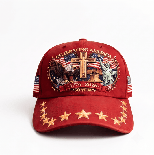 USA Anniversary Casual Cap, Adjustable Embroidered Distressed Denim Cap with Flag