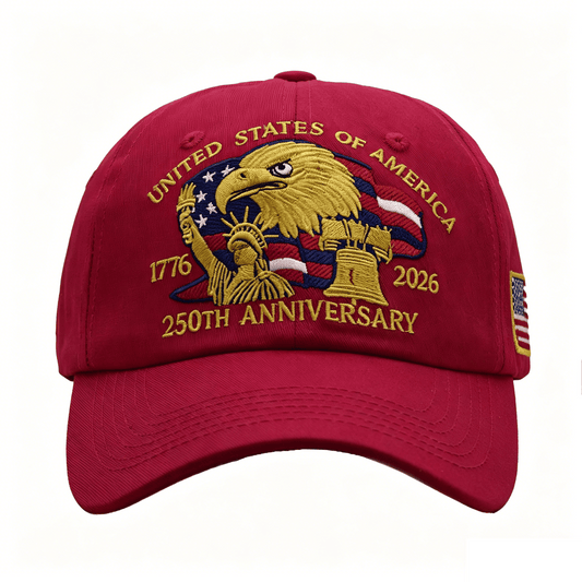 Anniversary USA Hat - Adjustable United States Anniversary Hat Retro Embroidered Baseball Cap